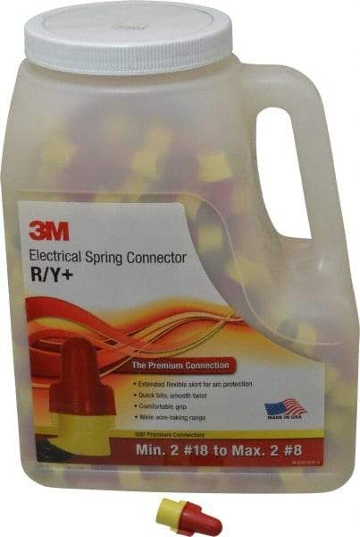 3M - 2, 18 to 2, 8 AWG, 600 Volt, Flame Retardant, Wing Twist on Wire Connector - Red & Yellow, 221°F - USA Tool & Supply