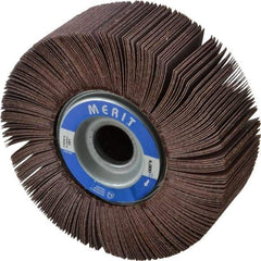 Merit Abrasives - 6" Diam, 180 Grit Aluminum Oxide Unmounted Flap Wheel - 1" Hole, 2" Wide, Coated, Very Fine Grade, 6,000 Max RPM , Cloth Backing - USA Tool & Supply