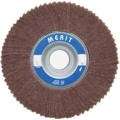Merit Abrasives - 8" Diam, 60 Grit Ceramic Unmounted Flap Wheel - 1" Hole, 2" Wide, Coated, Medium Grade, 4,500 Max RPM , Cloth Backing - USA Tool & Supply