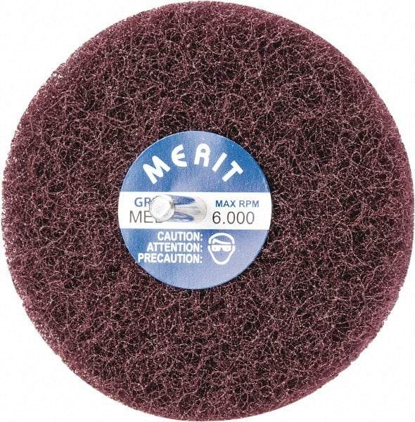 Merit Abrasives - 4" Diam, Medium Mounted Scrubber Buffing Wheel - 2 Ply, Medium Grade, 1/4" Shank Diam, 6,000 RPM - USA Tool & Supply