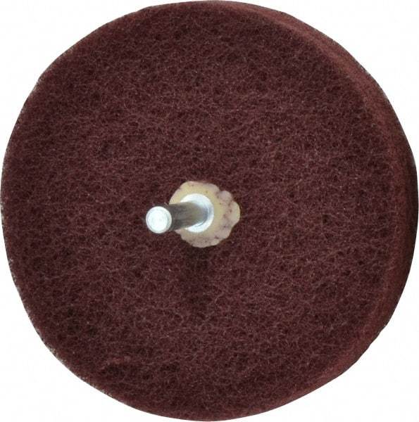 Merit Abrasives - 4" Diam, Medium Mounted Scrubber Buffing Wheel - 3 Ply, Very Fine Grade, 1/4" Shank Diam, 6,000 RPM - USA Tool & Supply