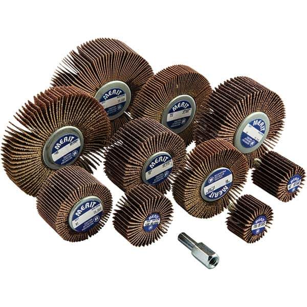 Merit Abrasives - 10 Piece Flap Wheel Kit - 1 & 3" Wheel, 1/4-20 Shank - USA Tool & Supply