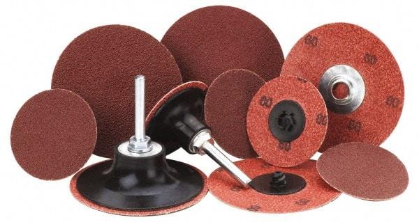 Merit Abrasives - 3" Disc Diam, 24 Grit, Aluminum Oxide Quick Change Disc - Type R Attaching System, Coated, Maroon, Very Coarse Grade, 20,000 RPM - USA Tool & Supply