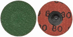 Merit Abrasives - 1-1/2" Disc Diam, 80 Grit, Zirconia Alumina Quick Change Disc - Type R Attaching System, Coated, Blue, Medium Grade, 30,000 RPM - USA Tool & Supply