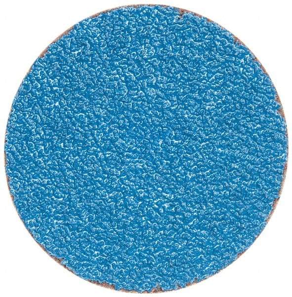 Merit Abrasives - 3" Disc Diam, 36 Grit, Zirconia Alumina Quick Change Disc - Type S Attaching System, Coated, Blue, Very Coarse Grade, 20,000 RPM - USA Tool & Supply