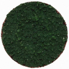 Merit Abrasives - 1" Disc Diam, 40 Grit, Zirconia Alumina Quick Change Disc - Type S Attaching System, Coated, Green, Coarse Grade, 40,000 RPM, R801 Series - USA Tool & Supply