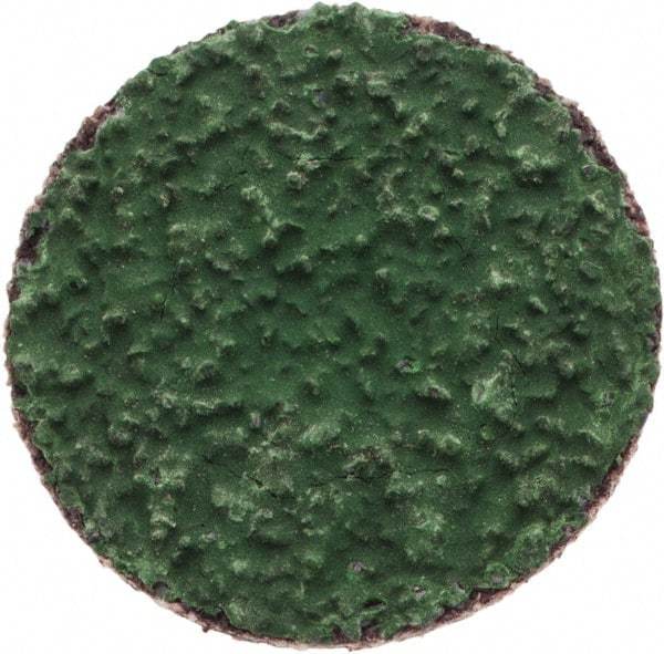 Merit Abrasives - 1" Disc Diam, 40 Grit, Zirconia Alumina Quick Change Disc - Type R Attaching System, Coated, Green, Coarse Grade, 40,000 RPM, R801 Series - USA Tool & Supply
