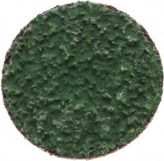 Merit Abrasives - 1" Disc Diam, 40 Grit, Zirconia Alumina Quick Change Disc - Type R Attaching System, Coated, Green, Coarse Grade, 40,000 RPM, R801 Series - USA Tool & Supply