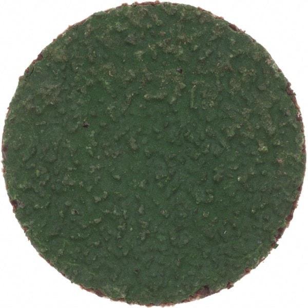 Merit Abrasives - 1" Disc Diam, 50 Grit, Zirconia Alumina Quick Change Disc - Type R Attaching System, Coated, Green, Coarse Grade, 40,000 RPM, R801 Series - USA Tool & Supply