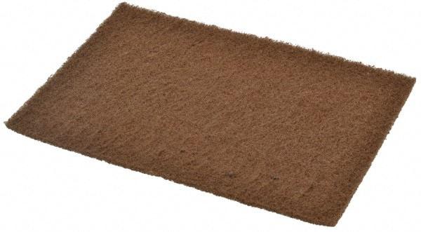 Merit Abrasives - Medium Grade, Aluminum Oxide Hand Pad - Brown, 6" Wide x 9" Long, Nonwoven - USA Tool & Supply