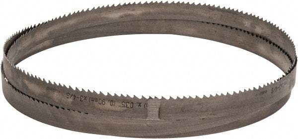 Starrett - 3 to 4 TPI, 10' 10-1/2" Long x 1" Wide x 0.035" Thick, Welded Band Saw Blade - Bi-Metal, Toothed Edge, Raker Tooth Set, Contour Cutting - USA Tool & Supply