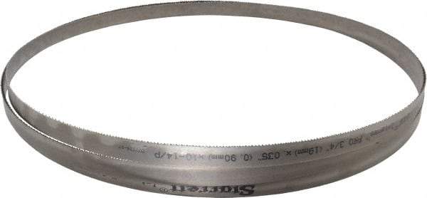 Starrett - 10 to 14 TPI, 12' 6" Long x 3/4" Wide x 0.035" Thick, Welded Band Saw Blade - Bi-Metal, Toothed Edge, Raker Tooth Set, Contour Cutting - USA Tool & Supply