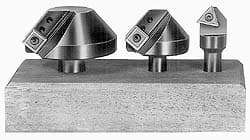 APT - 3 Countersinks, 90° Included Angle, 1/4 to 3/4" Cut Diam Smallest Tool, 1-1/4 to 2-1/2" Cut Diam Largest Tool, Square & Triangle SPGH & TPGH Inserts Indexable Countersink Set - 1/2" Shank Diam, 3/8, 1/2° Inscribed Circle, 3 Inserts - USA Tool & Supply