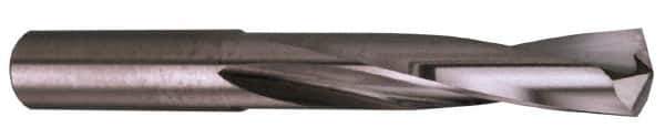 Atrax - 10.5mm 135° Spiral Flute Solid Carbide Screw Machine Drill Bit - Bright Finish, Right Hand Cut, 2" Flute Length, 3-3/8" OAL, Split Point, Straight Shank - USA Tool & Supply