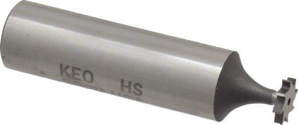 Keo - 5/16" Diam x 1/16" Face Width, High Speed Steel, 8 Teeth, Shank Connection Woodruff Keyseat Cutter - Uncoated, 2-1/16" OAL x 1/2" Shank, Straight Teeth, ANSI 202-1/2, Old Standard 206 - USA Tool & Supply