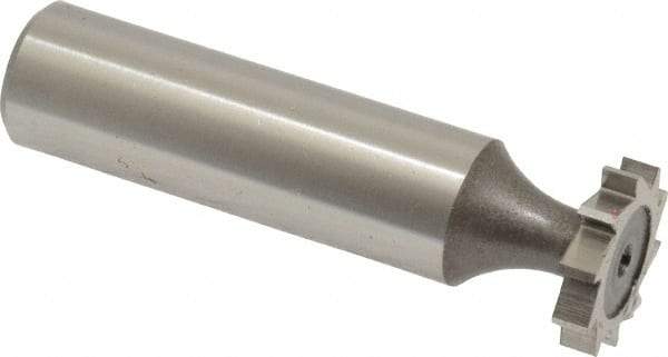 Keo - 5/8" Diam x 1/8" Face Width, High Speed Steel, 10 Teeth, Shank Connection Woodruff Keyseat Cutter - Uncoated, 2-1/8" OAL x 1/2" Shank, Straight Teeth, ANSI 405, Old Standard 5 - USA Tool & Supply