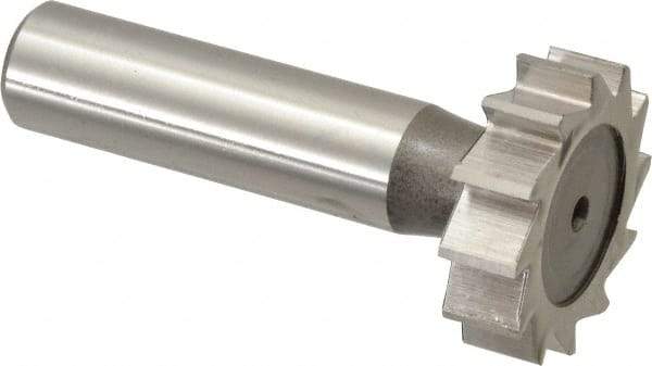 Keo - 1-1/8" Diam x 5/16" Face Width, High Speed Steel, 12 Teeth, Shank Connection Woodruff Keyseat Cutter - Uncoated, 2-5/16" OAL x 1/2" Shank, Straight Teeth, ANSI 1009, Old Standard C - USA Tool & Supply