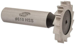 Keo - 1-1/4" Diam x 3/16" Face Width, High Speed Steel, 14 Teeth, Shank Connection Woodruff Keyseat Cutter - Uncoated, 2-3/16" OAL x 1/2" Shank, Straight Teeth, ANSI 610, Old Standard 19 - USA Tool & Supply