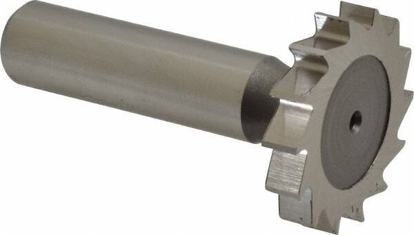 Keo - 1-1/4" Diam x 7/32" Face Width, High Speed Steel, 14 Teeth, Shank Connection Woodruff Keyseat Cutter - Uncoated, 2-7/32" OAL x 1/2" Shank, Straight Teeth, ANSI 710, Old Standard 20 - USA Tool & Supply