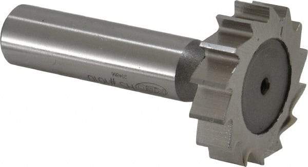 Keo - 1-1/4" Diam x 5/16" Face Width, High Speed Steel, 14 Teeth, Shank Connection Woodruff Keyseat Cutter - Uncoated, 2-5/16" OAL x 1/2" Shank, Straight Teeth, ANSI 1010, Old Standard D - USA Tool & Supply