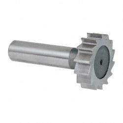 Keo - 1-1/4" Diam x 3/8" Face Width, High Speed Steel, 14 Teeth, Shank Connection Woodruff Keyseat Cutter - Uncoated, 2-3/8" OAL x 1/2" Shank, Straight Teeth, ANSI 1210, Old Standard E - USA Tool & Supply