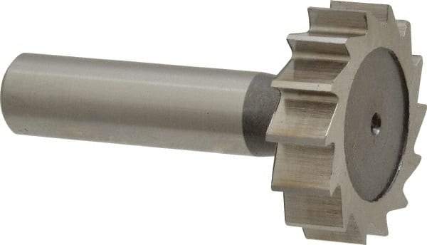 Keo - 1-3/8" Diam x 3/8" Face Width, High Speed Steel, 14 Teeth, Shank Connection Woodruff Keyseat Cutter - Uncoated, 2-3/8" OAL x 1/2" Shank, Straight Teeth, ANSI 1211, Old Standard F - USA Tool & Supply