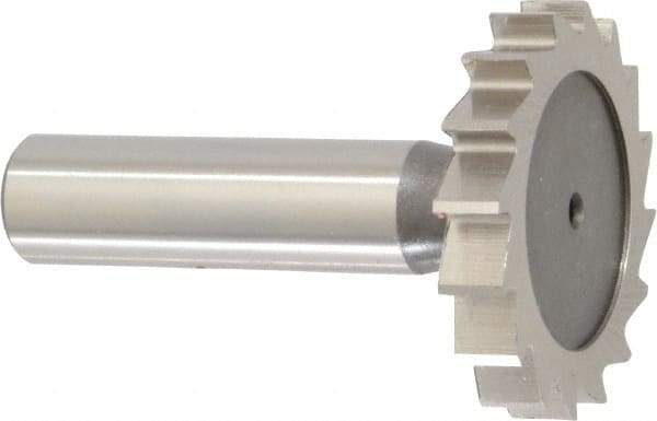Keo - 1-1/2" Diam x 1/4" Face Width, High Speed Steel, 16 Teeth, Shank Connection Woodruff Keyseat Cutter - Uncoated, 2-1/4" OAL x 1/2" Shank, Straight Teeth, ANSI 812, Old Standard 24 - USA Tool & Supply