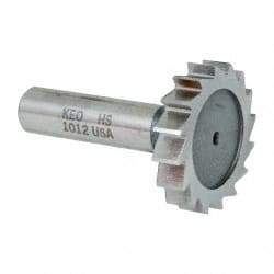 Keo - 1-1/2" Diam x 5/16" Face Width, High Speed Steel, 16 Teeth, Shank Connection Woodruff Keyseat Cutter - Uncoated, 2-5/16" OAL x 1/2" Shank, Straight Teeth, ANSI 1012, Old Standard 25 - USA Tool & Supply