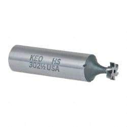 Keo - 5/16" Diam x 3/32" Face Width, High Speed Steel, 6 Teeth, Shank Connection Woodruff Keyseat Cutter - Uncoated, 2-3/32" OAL x 1/2" Shank, Staggered Teeth, ANSI 302-1/2, Old Standard 207 - USA Tool & Supply