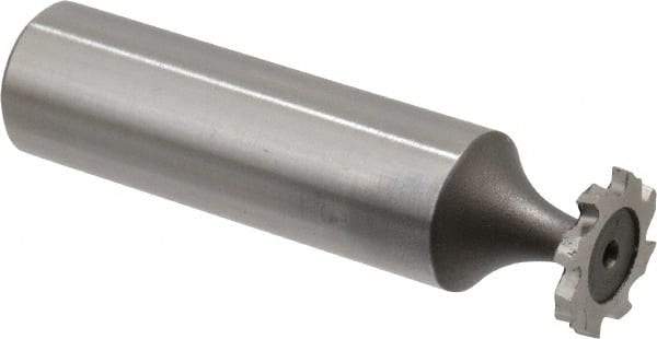 Keo - 1/2" Diam x 1/16" Face Width, High Speed Steel, 8 Teeth, Shank Connection Woodruff Keyseat Cutter - Uncoated, 2-1/16" OAL x 1/2" Shank, Staggered Teeth, ANSI 204, Old Standard 1 - USA Tool & Supply