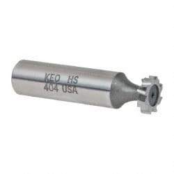 Keo - 1/2" Diam x 1/8" Face Width, High Speed Steel, 8 Teeth, Shank Connection Woodruff Keyseat Cutter - Uncoated, 2-1/8" OAL x 1/2" Shank, Staggered Teeth, ANSI 404, Old Standard 3 - USA Tool & Supply