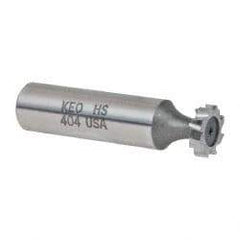 Keo - 1/2" Diam x 1/8" Face Width, High Speed Steel, 8 Teeth, Shank Connection Woodruff Keyseat Cutter - Uncoated, 2-1/8" OAL x 1/2" Shank, Staggered Teeth, ANSI 404, Old Standard 3 - USA Tool & Supply