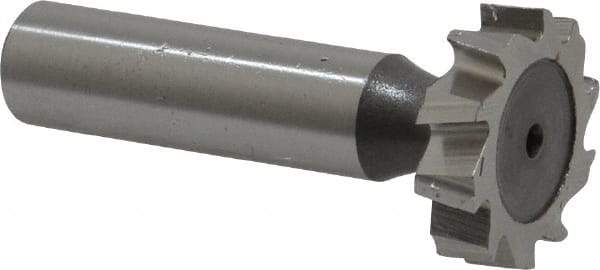 Keo - 1" Diam x 1/4" Face Width, High Speed Steel, 10 Teeth, Shank Connection Woodruff Keyseat Cutter - Uncoated, 2-1/4" OAL x 1/2" Shank, Staggered Teeth, ANSI 808, Old Standard 15 - USA Tool & Supply