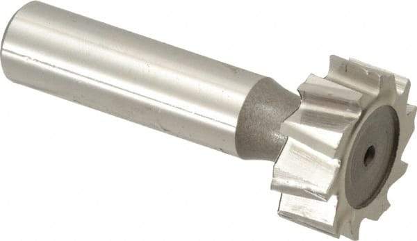 Keo - 1" Diam x 3/8" Face Width, High Speed Steel, 10 Teeth, Shank Connection Woodruff Keyseat Cutter - Uncoated, 2-3/8" OAL x 1/2" Shank, Staggered Teeth, ANSI 1208, Old Standard 152 - USA Tool & Supply