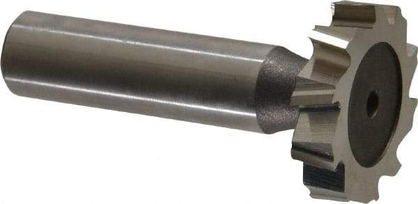 Keo - 1-1/8" Diam x 1/4" Face Width, High Speed Steel, 10 Teeth, Shank Connection Woodruff Keyseat Cutter - Uncoated, 2-1/4" OAL x 1/2" Shank, Staggered Teeth, ANSI 809, Old Standard 18 - USA Tool & Supply
