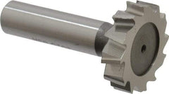 Keo - 1-1/4" Diam x 5/16" Face Width, High Speed Steel, 12 Teeth, Shank Connection Woodruff Keyseat Cutter - Uncoated, 2-5/16" OAL x 1/2" Shank, Staggered Teeth, ANSI 1010, Old Standard D - USA Tool & Supply