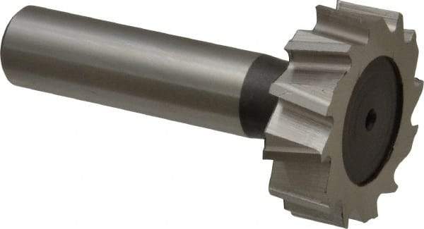 Keo - 1-1/4" Diam x 3/8" Face Width, High Speed Steel, 12 Teeth, Shank Connection Woodruff Keyseat Cutter - Uncoated, 2-3/8" OAL x 1/2" Shank, Staggered Teeth, ANSI 1210, Old Standard E - USA Tool & Supply