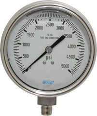 Wika - 4" Dial, 1/4 Thread, 0-5,000 Scale Range, Pressure Gauge - Lower Connection Mount, Accurate to 1% of Scale - USA Tool & Supply