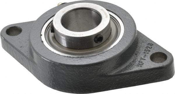 Browning - 1-1/4" ID, 6-1/8" OAL x 3-5/8" OAH 2-Bolt Flange - 3,493 Lb Static Cap, 5,782 Lb Dyn Cap, 5-1/8" Btw Mnt Hole Ctrs, Cast Iron - USA Tool & Supply