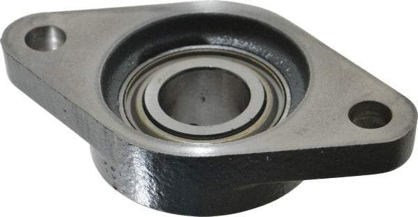 Browning - 1" ID, 4-7/8" OAL x 2-3/4" OAH 2-Bolt Flange - 1,651 Lb Static Cap, 2,801 Lb Dyn Cap, 3-57/64" Btw Mnt Hole Ctrs, Cast Iron - USA Tool & Supply