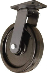 Hamilton - 12" Diam x 3" Wide x 15-1/2" OAH Top Plate Mount Swivel Caster - Phenolic, 3,500 Lb Capacity, Straight Roller Bearing, 5-1/4 x 7-1/4" Plate - USA Tool & Supply