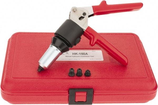 HUCK - 1/8 to 1/4" Manual Rivet Tool Kit - Includes Hand Riveter, 4 Nose Pieces - USA Tool & Supply