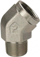 Parker - 1 Male Thread x 1 Female Thread, Zinc Plated Steel Industrial Pipe 45° Street Elbow - MNPTF x FNPTF, 1,800 psi - USA Tool & Supply