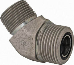 Parker - 3/4" OD, Steel Zinc Plated Male 45° Elbow - 4,000 Max Working psi, O-Ring Face Seal/NPTF Ends - USA Tool & Supply