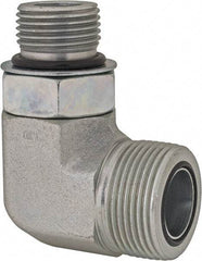 Parker - 1" OD, Steel Zinc Plated Male Elbow - 6,000 Max Working psi, O-Ring Face Seal/SAE-ORB Ends - USA Tool & Supply