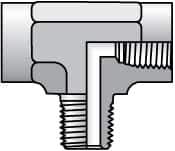 Parker - 1 Male Thread x 1 Female Thread, Zinc Plated Steel Industrial Pipe Male Branch Tee - MNPTF x FNPTF, 1,800 psi - USA Tool & Supply