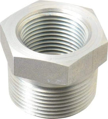 Parker - 1-1/4 Male Thread x 1 Female Thread, Zinc Plated Steel Industrial Pipe Hex Bushing - MNPTF x FNPTF, 3,000 psi - USA Tool & Supply