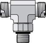 Parker - 1" OD, Steel Zinc Plated Male Branch Tee - 5,500 Max Working psi, O-Ring Face Seal/SAE-ORB Ends - USA Tool & Supply