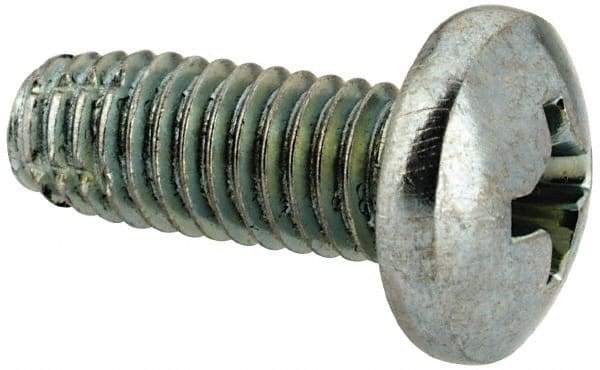 Value Collection - #10-32 UNF Thread, 1/2" Length Under Head, Phillips Drive Steel Thread Cutting Screw - Pan Head, Grade 2, Point Type F, Zinc-Plated Finish - USA Tool & Supply