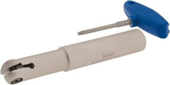 Iscar - 1" Cut Diam, 1" Shank Diam, 6.7" OAL, Indexable Ball Nose End Mill - 2.8" Head Length, Straight Shank, HCM D1.0 Toolholder, HBF-QF, HBR-QF, HCD-QF, HCR Insert - USA Tool & Supply